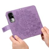 Peněženkové kožené pouzdro Petal Flowers na OPPO Reno10 5G/10 Pro 5G - Fialová