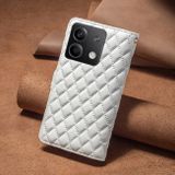 Peněženkové kožené pouzdro Diamond Zipper na Xiaomi Redmi Note 13 - Bílá