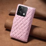 Peněženkové kožené pouzdro Diamond Zipper na Xiaomi Redmi Note 13 - Růžová