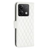 Peněženkové kožené pouzdro Diamond Lattice na Xiaomi Redmi Note 13 - Bílá