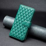 Peněženkové kožené pouzdro Diamond Lattice na Xiaomi Redmi Note 13 - Zelená