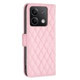 Peněženkové kožené pouzdro Diamond Lattice na Xiaomi Redmi Note 13 - Růžová