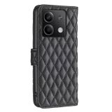 Peněženkové kožené pouzdro Diamond Lattice na Xiaomi Redmi Note 13 - Černá