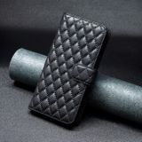 Peněženkové kožené pouzdro Diamond Lattice na Xiaomi Redmi Note 13 - Černá