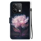 Peněženkové kožené pouzdro Crystal Drawing na Xiaomi Redmi Note 13 - Purple Peony