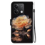 Peněženkové kožené pouzdro Crystal Drawing na Xiaomi Redmi Note 13 - Gold Peony