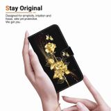 Peněženkové kožené pouzdro Crystal Drawing na Xiaomi Redmi Note 13 - Gold Butterfly Rose