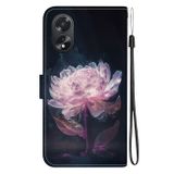 Peněženkové kožené pouzdro Crystal Drawing na Oppo A38 - Purple Peony