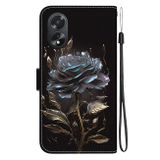 Peněženkové kožené pouzdro Crystal Drawing na Oppo A38 - Black Rose