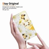 Peněženkové kožené pouzdro Crystal Drawing pro Samsung Galaxy S24 5G - Gold Butterfly Epiphyllum