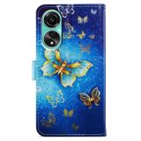 Peněženkové kožené pouzdro Painted na Oppo A38 - Butterfly