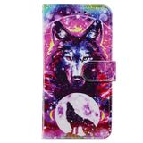 Peněženkové kožené pouzdro Painted na Oppo A38 - Wolf Totem