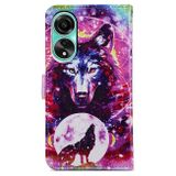 Peněženkové kožené pouzdro Painted na Oppo A38 - Wolf Totem