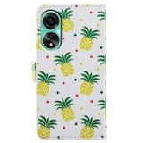 Peněženkové kožené pouzdro Painted na Oppo A38 - Pineapple