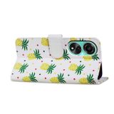 Peněženkové kožené pouzdro Painted na Oppo A38 - Pineapple