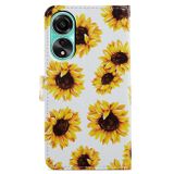 Peněženkové kožené pouzdro Painted na Oppo A38 - Sunflower