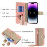 Peněženkové kožené pouzdro Crossbody Litchi na Oppo A38 - Růžová