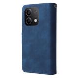 Peněženkové kožené pouzdro Frosted Zipper na Xiaomi Redmi Note 13 - Modrá