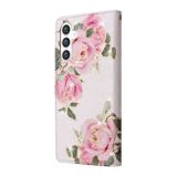 Peněženkové kožené pouzdro Bronzing pro Samsung Galaxy S24 5G - Rose Flower