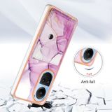 Plastový kryt Marble na OPPO Reno10 5G/10 Pro 5G - Fialová/Zlatá