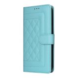 Peněženkové kožené pouzdro Diamond Lattice na OPPO Reno10 5G/10 Pro 5G - Tyrkysová