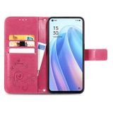 Peněženkové kožené pouzdro Four-leaf na Oppo Reno 7 5G - Purpurová