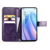 Peněženkové kožené pouzdro Four-leaf na Oppo Reno 7 5G - Fialová