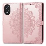 Peněženkové kožené pouzdro Mandala Flower na Oppo A38 - Růžová zlatá