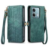 Peněženkové kožené pouzdro Geometric Zipper na Xiaomi Redmi Note 13 - Zelená