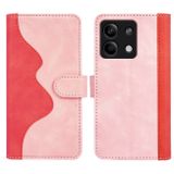 Peněženkové kožené pouzdro Stitching na Xiaomi Redmi Note 13 - Červená