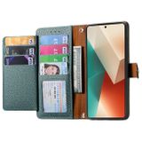 Peněženkové kožené pouzdro Love Zipper na Xiaomi Redmi Note 13 - Zelená