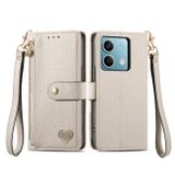 Peněženkové kožené pouzdro Love Zipper na Xiaomi Redmi Note 13 - Šedá