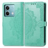 Peněženkové kožené pouzdro Mandala Flower na Xiaomi Redmi Note 13 - Zelená