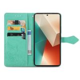 Peněženkové kožené pouzdro Mandala Flower na Xiaomi Redmi Note 13 - Zelená