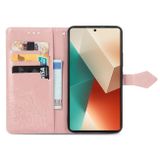 Peněženkové kožené pouzdro Mandala Flower na Xiaomi Redmi Note 13 - Růžové zlato