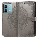 Peněženkové kožené pouzdro Mandala Flower na Xiaomi Redmi Note 13 - Šedá