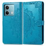 Peněženkové kožené pouzdro Mandala Flower na Xiaomi Redmi Note 13 - Modrá