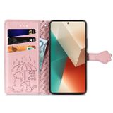 Peněženkové kožené pouzdro Cat and Dog na Xiaomi Redmi Note 13 - Růžové zlato