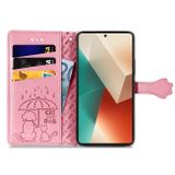 Peněženkové kožené pouzdro Cat and Dog na Xiaomi Redmi Note 13 - Růžová