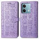 Peněženkové kožené pouzdro Cat and Dog na Xiaomi Redmi Note 13 - Fialová