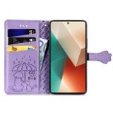 Peněženkové kožené pouzdro Cat and Dog na Xiaomi Redmi Note 13 - Fialová