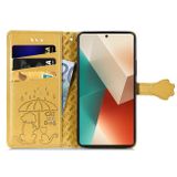 Peněženkové kožené pouzdro Cat and Dog na Xiaomi Redmi Note 13 - Žlutá