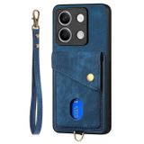 Kožený kryt Retro Strap na Xiaomi Redmi Note 13 - Modrá