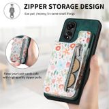 Kožený kryt Retro Zipper na Oppo A38 - Zelená