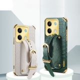 Kožený kryt Crocodile Strap na Xiaomi Redmi Note 13 - Bílá