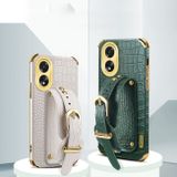 Kožený kryt Crocodile Strap na Oppo A38 - Bílá