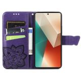 Peněženkové kožené pouzdro Butterfly Love na Xiaomi Redmi Note 13 - Fialová