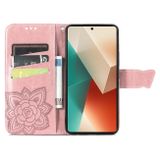 Peněženkové kožené pouzdro Butterfly Love na Xiaomi Redmi Note 13 - Růžové zlato