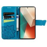 Peněženkové kožené pouzdro Butterfly Love na Xiaomi Redmi Note 13 - Modrá