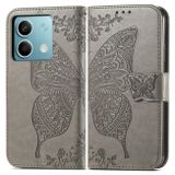 Peněženkové kožené pouzdro Butterfly Love na Xiaomi Redmi Note 13 - Šedá